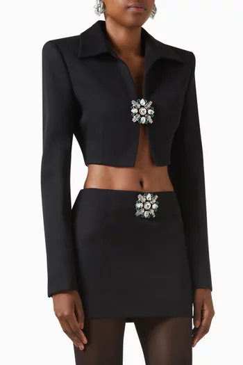 Crystal-brooch Crop Jacket
