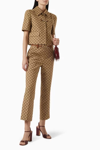 Horsebit Cropped Jacket in GG Canvas