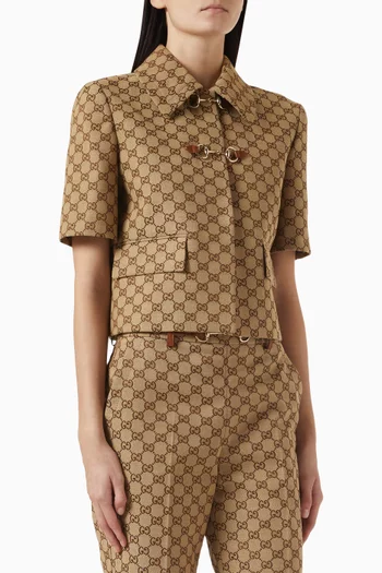Horsebit Cropped Jacket in GG Canvas