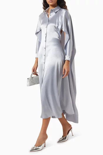 Meredith Cape Dress in Satin