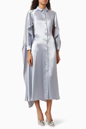 Meredith Cape Dress in Satin