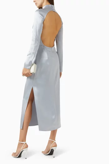Open Back Midi Dress in Satin