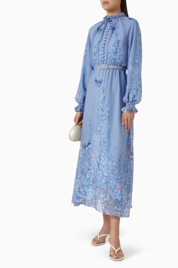 Floral-print Belted Dress