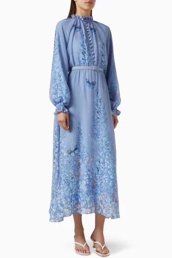 Floral-print Belted Dress