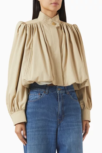 Gathered Boule Jacket in Cotton Gabardine