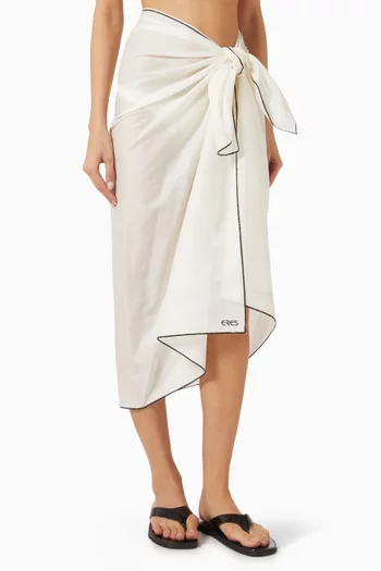 Cabine Lurex-trim Sarong in Cotton Voile