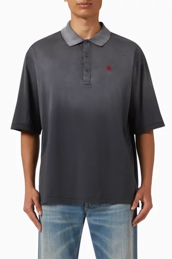 Skull Oversized Polo Shirt in Cotton Piqué