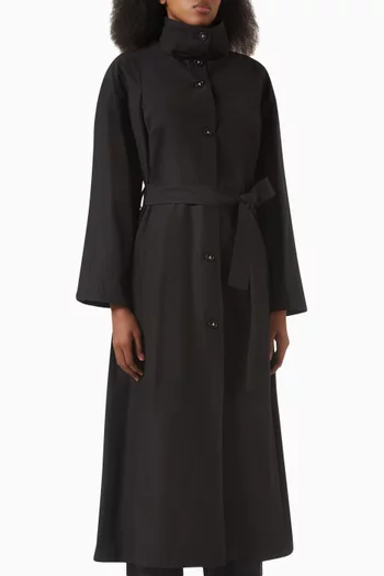 Relaxed-fit Belted Coat in Cotton-blend