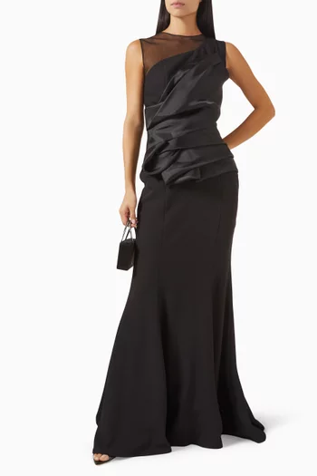 Maxi Dress in Crepe & Organza