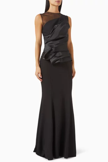 Maxi Dress in Crepe & Organza