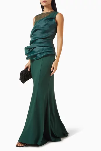 Maxi Dress in Crepe & Organza