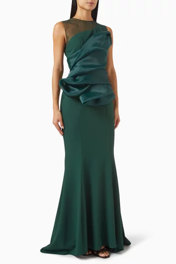 Maxi Dress in Crepe & Organza