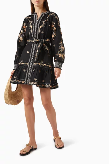 Fiucci Mini Dress in Linen & Cotton