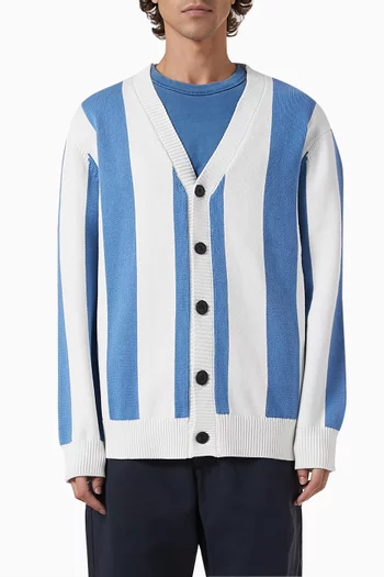 كارديغان مخطط قطن عضوي منسوج