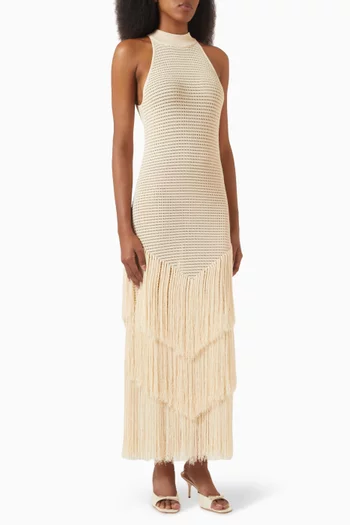 True Knit Fringe Maxi Dress