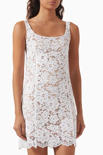 Studded Mini Dress in Floral-lace