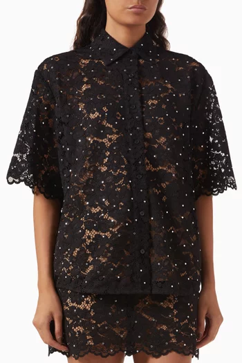 Studded Shirt in Floral-lace
