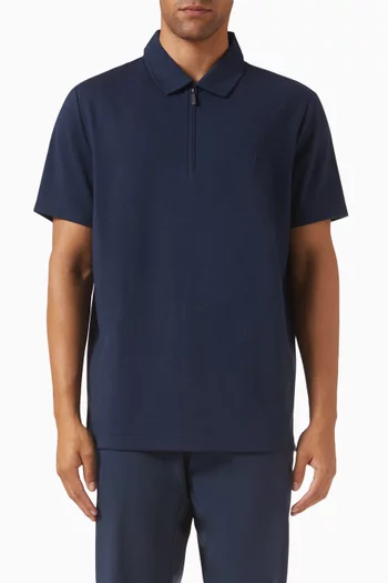 Zip-up Polo Shirt in Cotton-blend Piqué