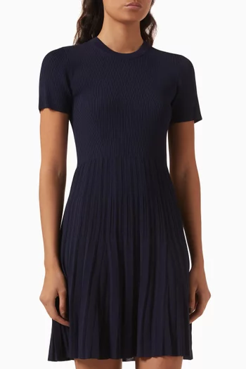 Flared Mini Dress in Ribbed-knit