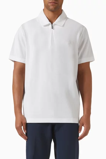 Zip-up Polo Shirt in Cotton-blend Piqué
