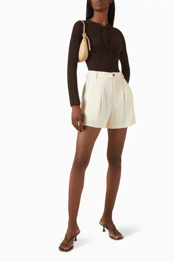 Nadia Lace-up Sweater in Regenerative Merino