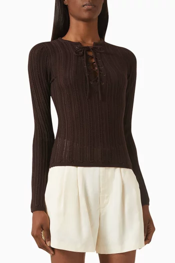 Nadia Lace-up Sweater in Regenerative Merino