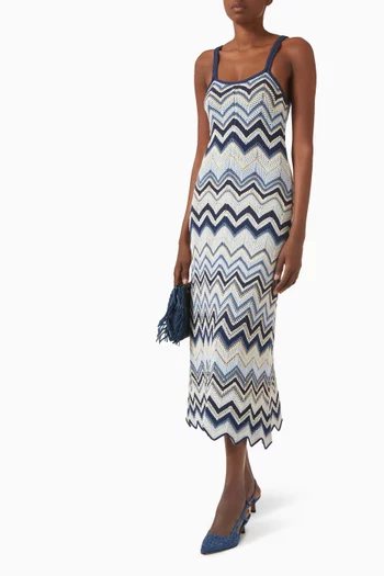 Zigzag Crochet Knit Dress in Viscose-blend
