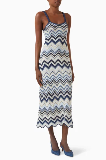 Zigzag Crochet Knit Dress in Viscose-blend