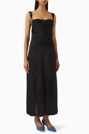 Draped Midi Dress in Satin