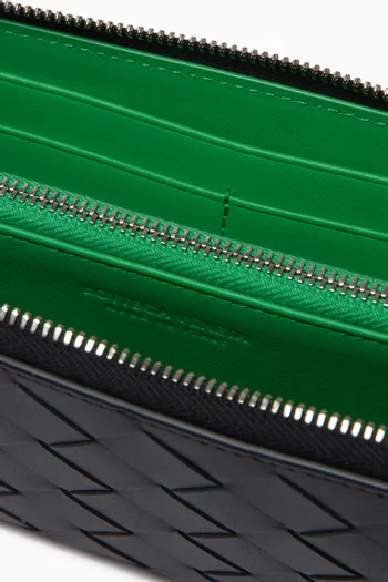 Zip-around Wallet in Intrecciato Leather