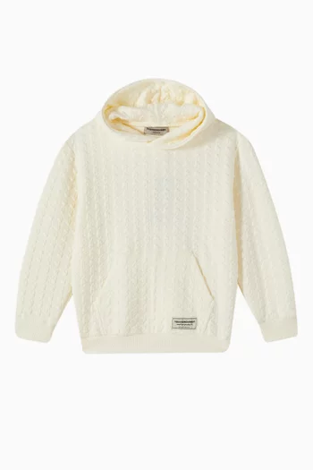 Oversized Jacquard Hoodie in Organic Cotton-blend