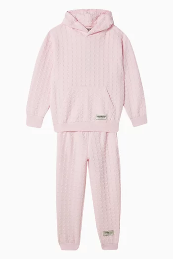 Oversized Jacquard Hoodie in Organic Cotton-blend