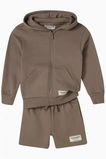 Logo Zipped Hoodie in Organic Cotton-blend
