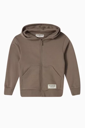 Logo Zipped Hoodie in Organic Cotton-blend