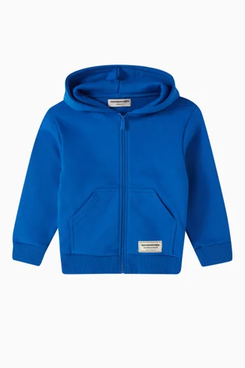 Logo Zipped Hoodie in Organic Cotton-blend