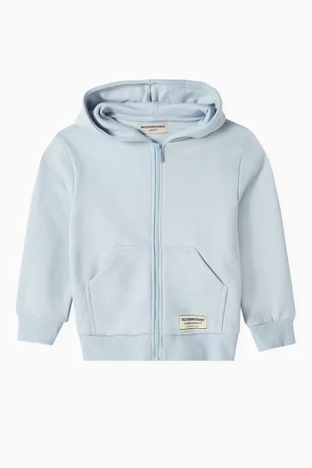 Logo Zipped Hoodie in Organic Cotton-blend