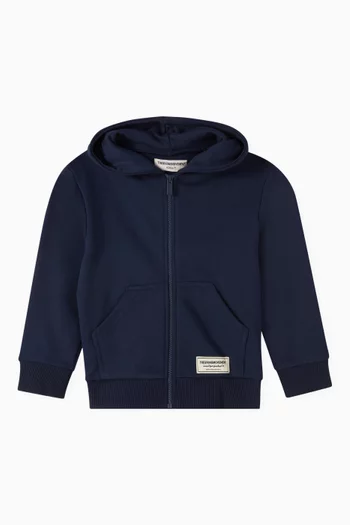 Logo Zipped Hoodie in Organic Cotton-blend