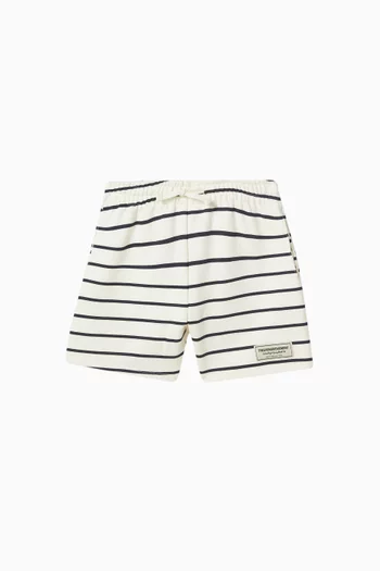 Relaxed Striped Shorts in Organic Cotton-blend