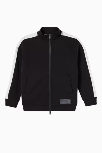 Embossed Track Jacket in Cotton Blend