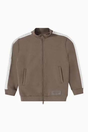 Embossed Track Jacket in Cotton Blend