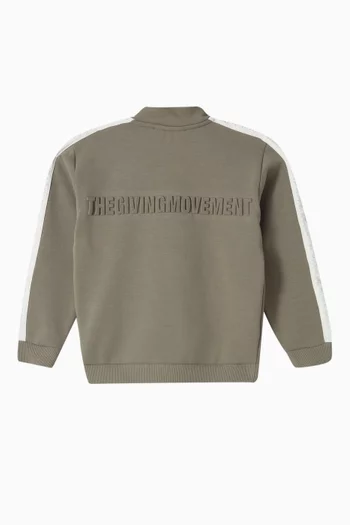 Embossed Track Jacket in Cotton Blend