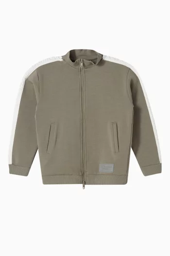 Embossed Track Jacket in Cotton Blend