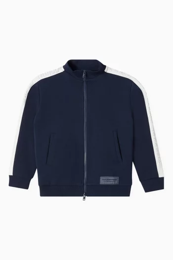 Embossed Track Jacket in Cotton Blend