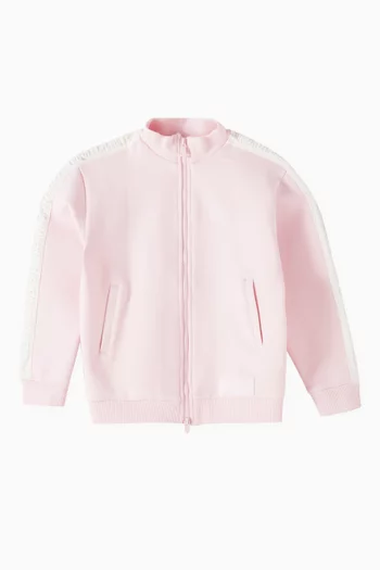 Embossed Track Jacket in Cotton Blend