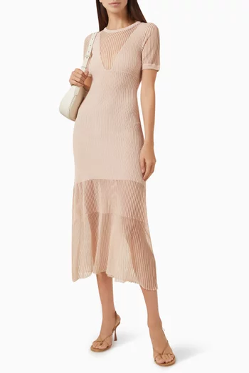 Sillara Midi Dress in Rib-knit