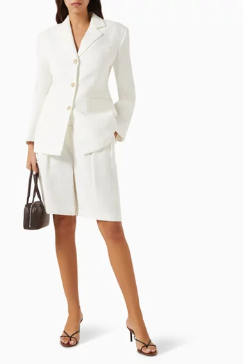 Pleated Bermuda Shorts in Linen Blend