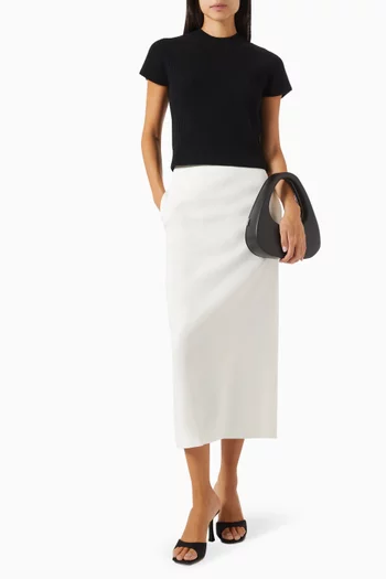 Cap-sleeve Knit Top in Cotton Blend