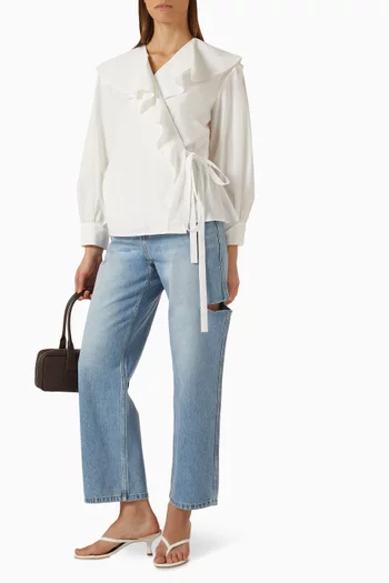 Ruffled Wrap Blouse in Cotton