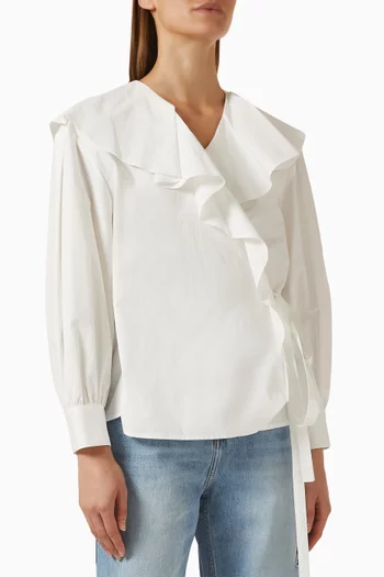 Ruffled Wrap Blouse in Cotton