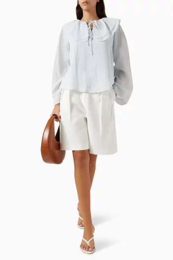 Scallop Frill Blouse in Rayon Blend